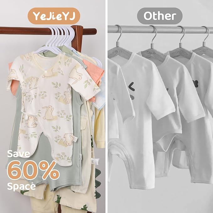 100 Pack White Baby Hangers 11.42 Inch - Kids Non-Slip Clothes Hangers for Infant & Child, Durable Plastic Children's Hangers for Closet, Pants, Coats, Skirts