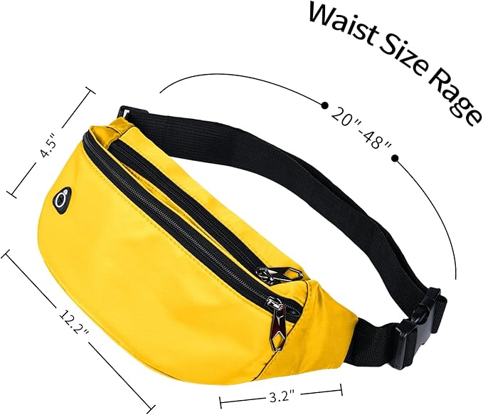 Fanny Packs for Men and Women, Waterproof Sports Waist Pack Bag for Travel Hiking Running Hands-free
