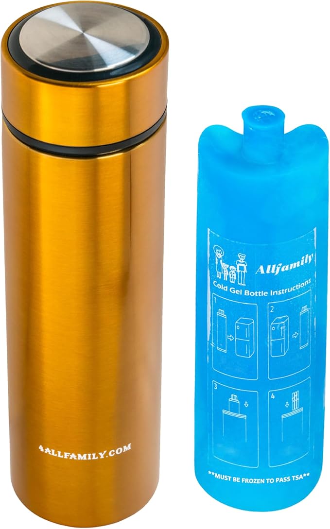 4ALLFAMILY Nomad Insulin Travel Case Cooler â 48H Non-Electric Insulin Cooler Travel Case TSA Approved with Lightweight Design â Air Traveling Friendly, Reusable Medium Gold Thermo for Medications