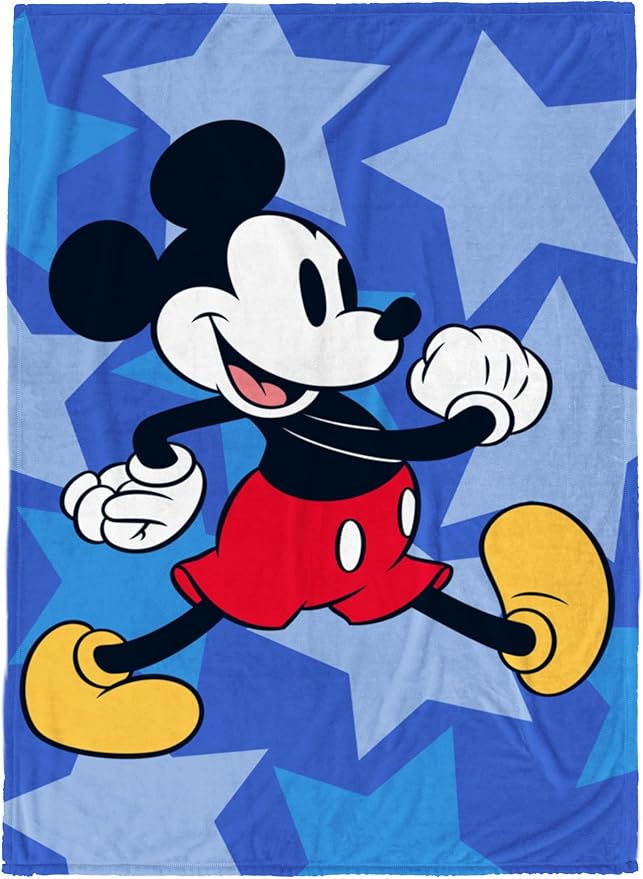 Jay Franco Kids Plush Throw Blanket â Soft & Cozy Fleece Throw for Bedroom & Couch Décor, Official Licensed Product, Blue - Mickey Mouse, 60x90 - Large Blanket