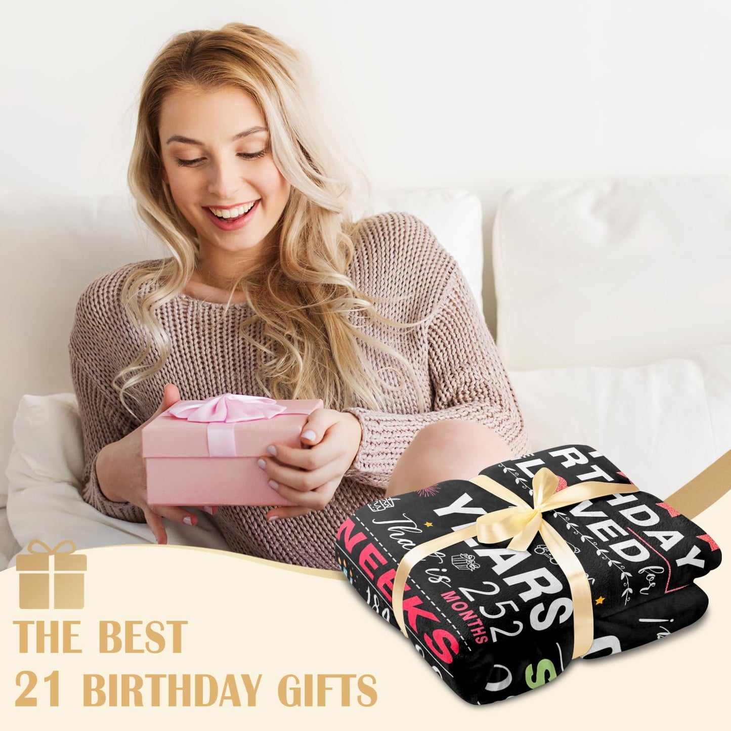 21st Birthday Gifts for Her - Cool 21st Birthday Gift - 21 years old Bday Decorations for Her - Bday Presents for Women - Presents for 21 Years Old Birthday Female Women - Throw Blanket 50"x60"