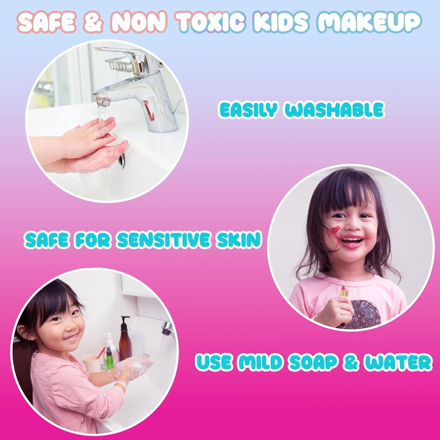 Expressions 5pc Cosmetics Lip Kit For Kids w/Lip Glosses, Lip Balms & Tin Box Storage Case I Believe in Unicorns Rhinestone,Washable + Non Toxic