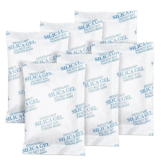 Silica Gel Packets â 50 Gram 25 Packs Moisture Absorbers, Desiccant Packs for Storage, Food Safe Desiccant for Foods, Seeds, 3D Filaments, Electronics, Safes