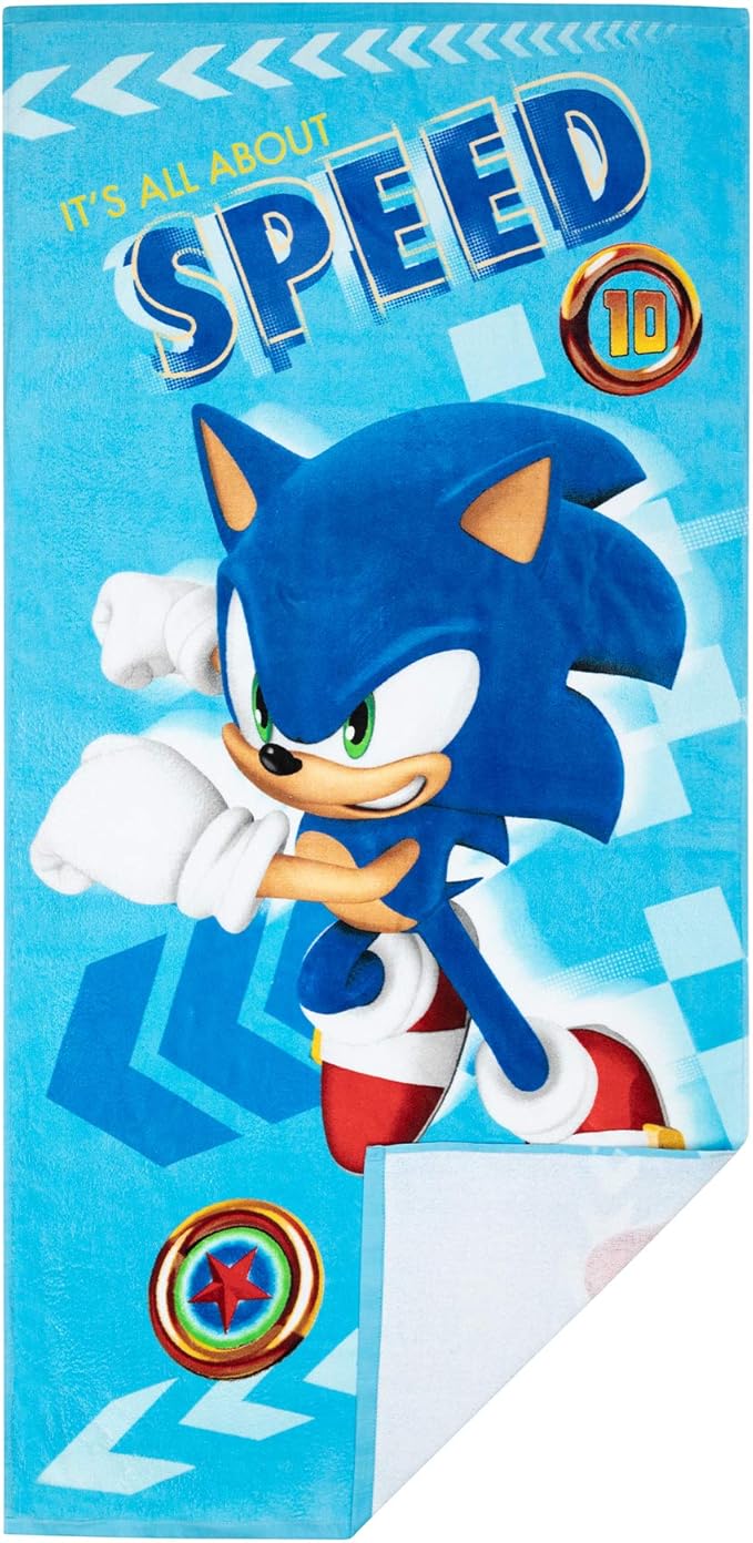Franco Kids Super Soft Cotton Beach Towel,58 in x 28 in,Sonic The Hedgehog,(Pack of 2)