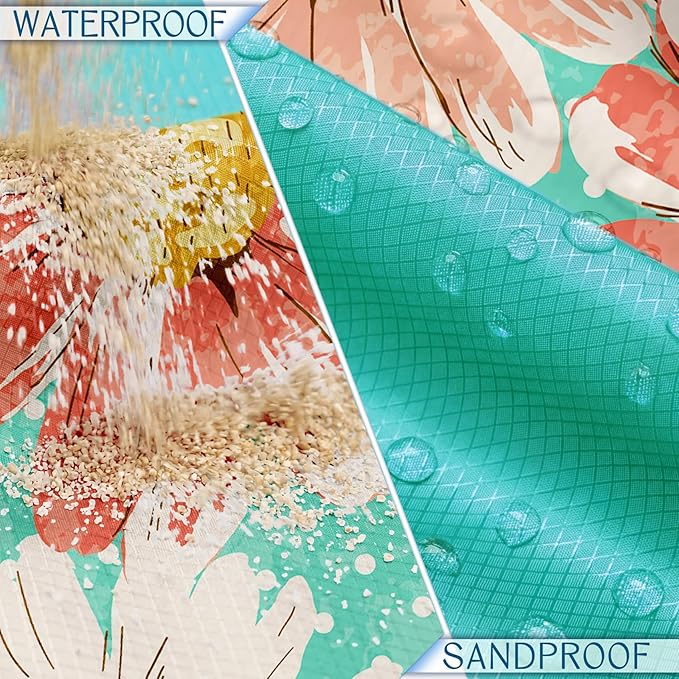 BYDOLL Beach Blanket Waterproof Sandproof 78''×110'' Suits1-7 Adults Compact Lightweight Oversized Sand-Free Blanket Large Picnic Mat for Beach Travel Camping Hiking