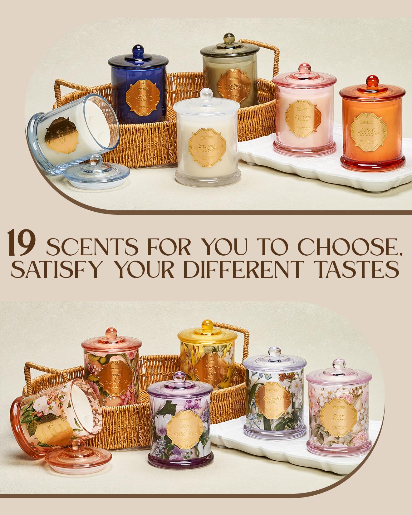 M&SENSE Garden Rose Scented Candles, Natural Soy Wax Non Toxic, Romantic Date Stress Relief Home Fragrance, 12.7oz 2 Wick 75 Hours Candles for Women