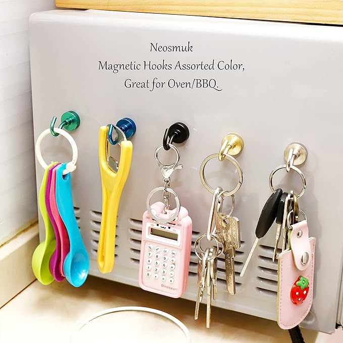 Neosmuk Magnetic Hooks, Heavy Duty 30lb+ Strong Magnet Hook for Cruise Cabins, Cruise Ship Essentials for Hanging, Metal Wall Refrigerator Hangers (RoyalBlue, 15 Pack)