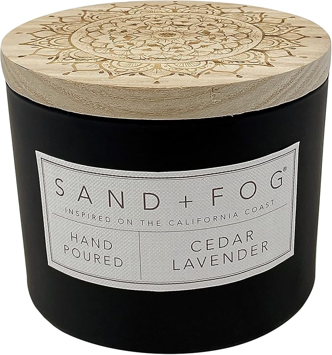 Sand + Fog Scented Candle - Cedar Lavender â Additional Scents and Sizes â 100% Cotton Lead-Free Wick - Luxury Air Freshening Jar Candles - Perfect Home Decor â 12oz