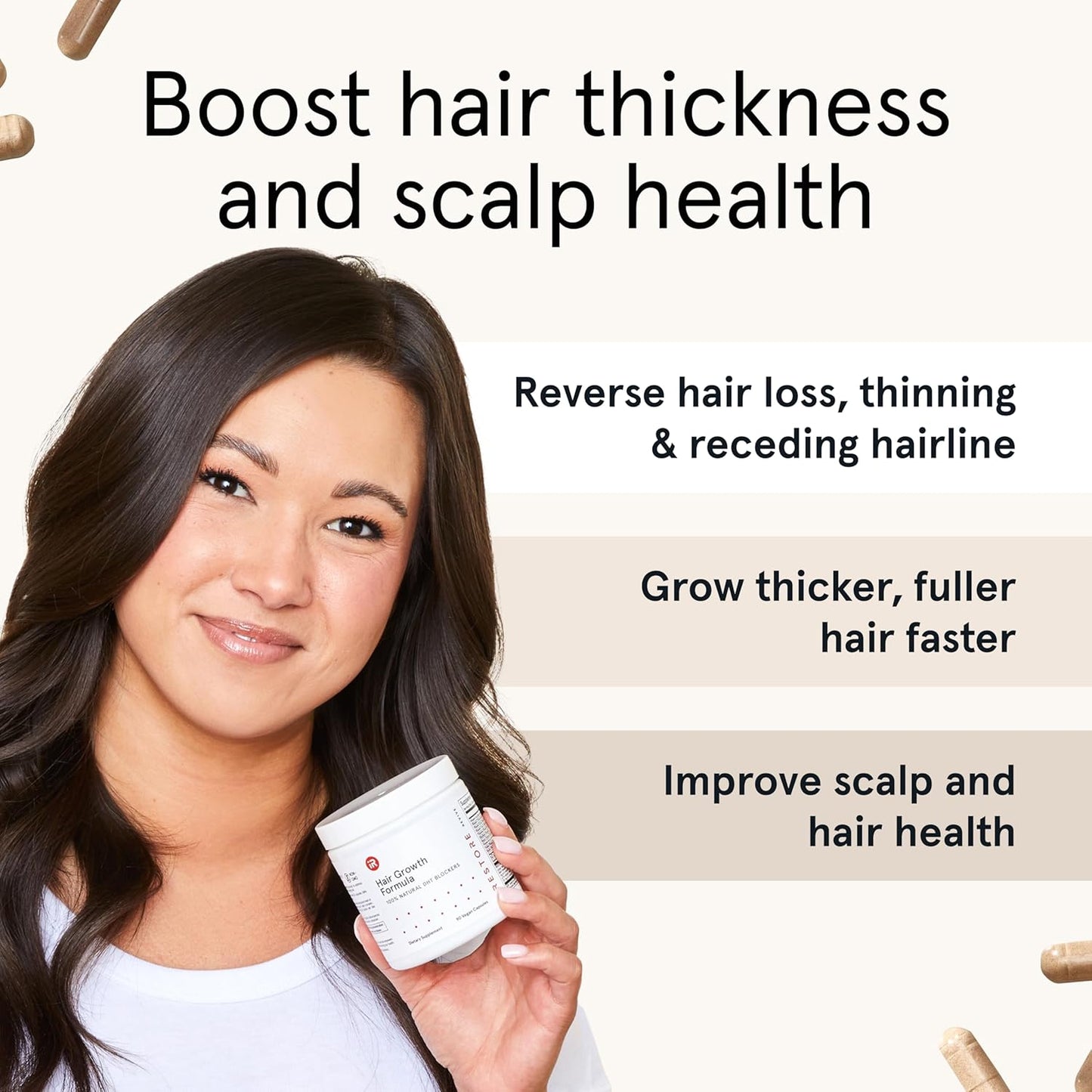 iRestore Hair Growth Supplement - Hair Loss Vitamins for Women and Men - Biotin Multivitamins & DHT Blocker to Reduce Hair Thinning - Hair Regrowth Pills - 30 Days Supply 90 Count (Pack of 1)