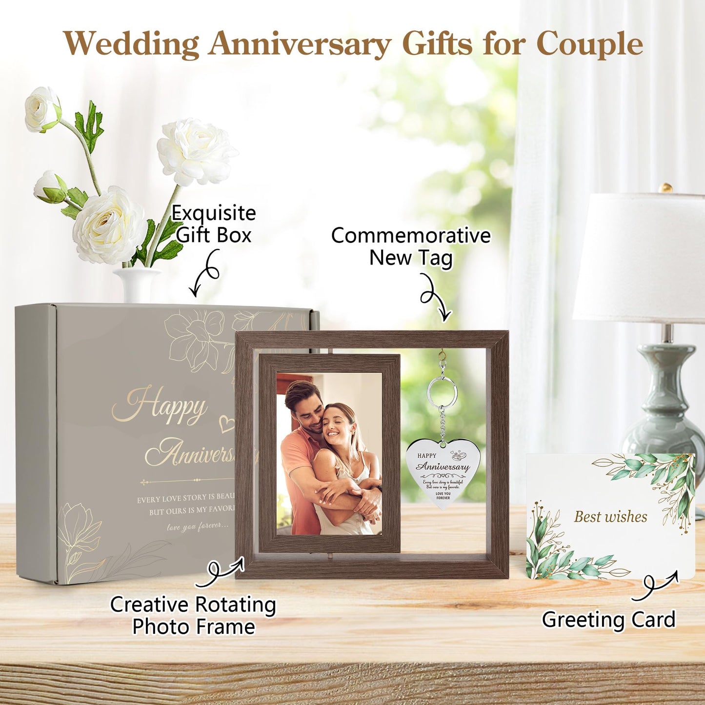 Happy Anniversary Picture Frame Gifts for Women Anniversary Wedding Frames for The Couple Wedding Gifts Anniversary Photo Frame Gift for Him Happy Aniversario Decorations Gift for Wife Girlfriend Her