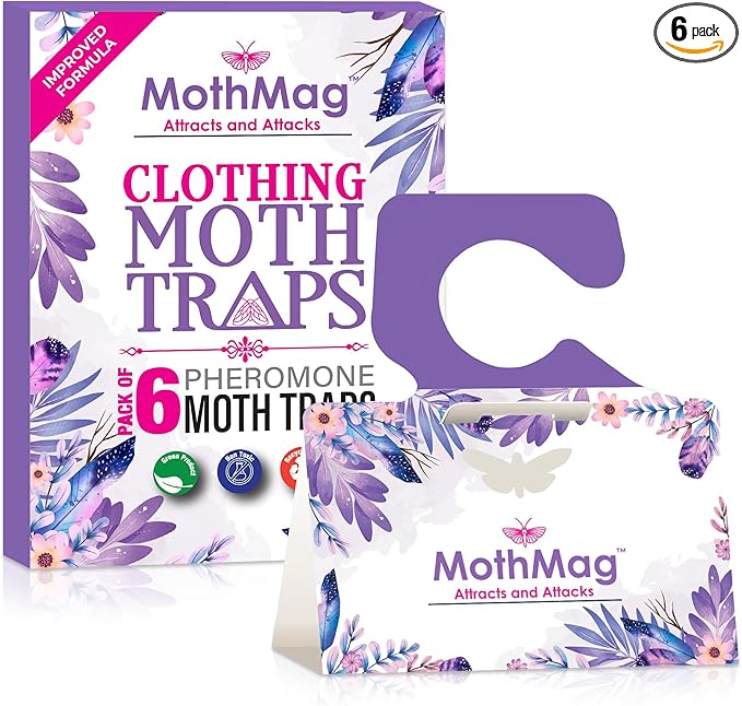 MothMag Clothes & Closet Moth Trap â Pheromone Lure for Fabrics, Carpets, Wardrobes â Mothballs Alternative, Indoor Insect Control