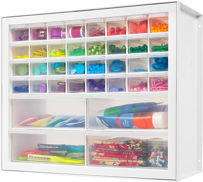 IRIS USA Small Parts Storage Cabinet, Made in USA, 36-Drawer Organizer for Screws, Nuts & Bolts, Electronics, Hardware, Beads, Crafts, Scrapbook Art Hobby, Teacher Toolbox, Garage Storage â White