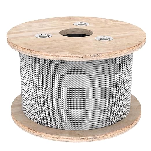 3/16 Stainless Steel Cable, 500ft Wire Rope, 7x19 Strands Aircraft Cable for Deck Cable Railing System, 3700lbs Breaking Strength Marine Grade for Rail, Deck, Clothesline, Yard Zipline