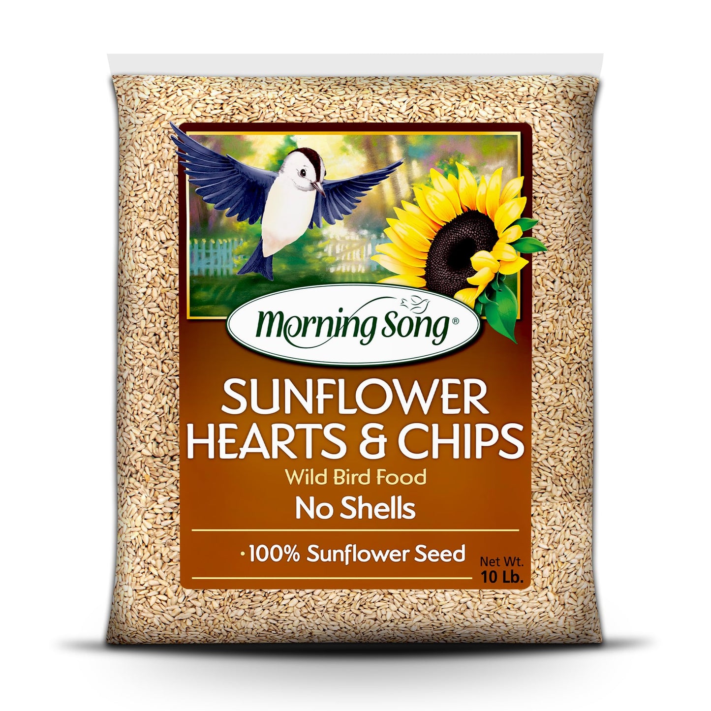 Morning Song Sunflower Hearts & Chips Wild Bird Seed â 10 lb. Premium No Mess, Shell-Free Bird Food for Outside Feeders