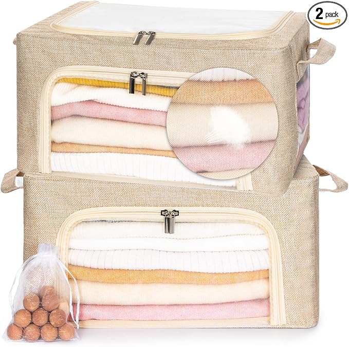 22L Cashmere Sweater Storage Bag And Natural Cedar Ball | BREATHABLE Cashmere Protection Pouch Friendly For Merino Wool/Knit Sweater Storage for Closet Shelf Stackable Knitwear Wool Clothes Organizer