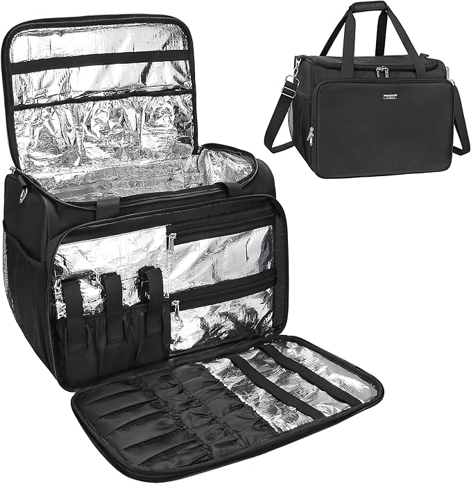 Professional Hairdressing Bag,Hairstylist Travel Bag,Cosmetics Beauty Hairdresser Bag with Shoulder Strap,Hair Makeup Salon Organizer Bag for Barber Insulation Material