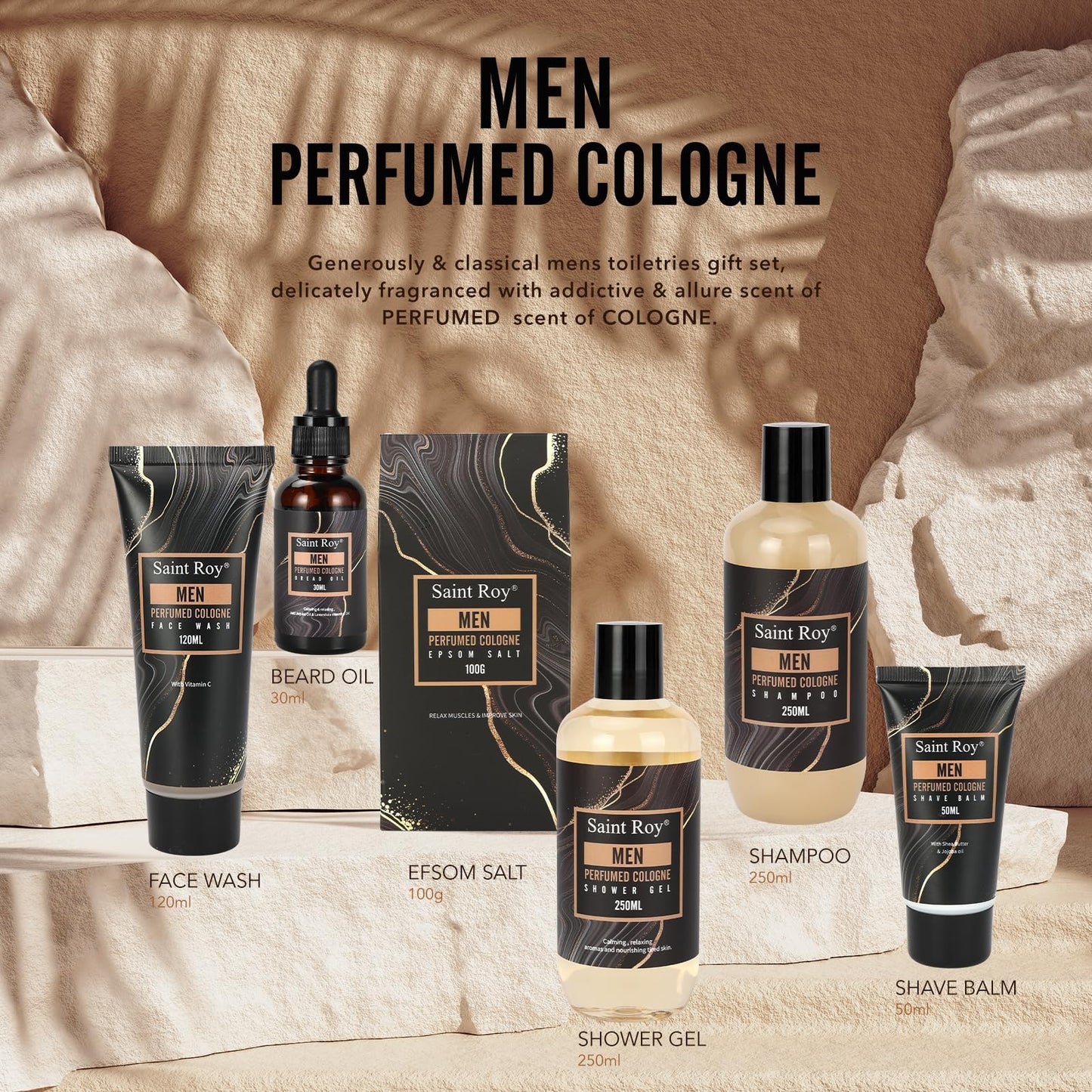 Fathers Day Gifts for Men Dad Bath Perfume Gift Set for Men, 14 Pcs Spa Basket with Classic Perfume kit, Personal Self Care Shaving Kit Relax Included Scubber, Beard Oil, Bath Pillow, Valentines Day