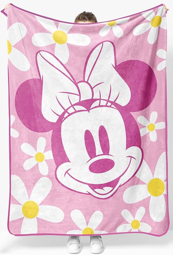 Jay Franco Kids Plush Throw Blanket â Soft & Cozy Fleece Throw for Bedroom & Couch Décor, Official Licensed Product, Pink - Minnie Mouse, 46x60 - Throw Blanket