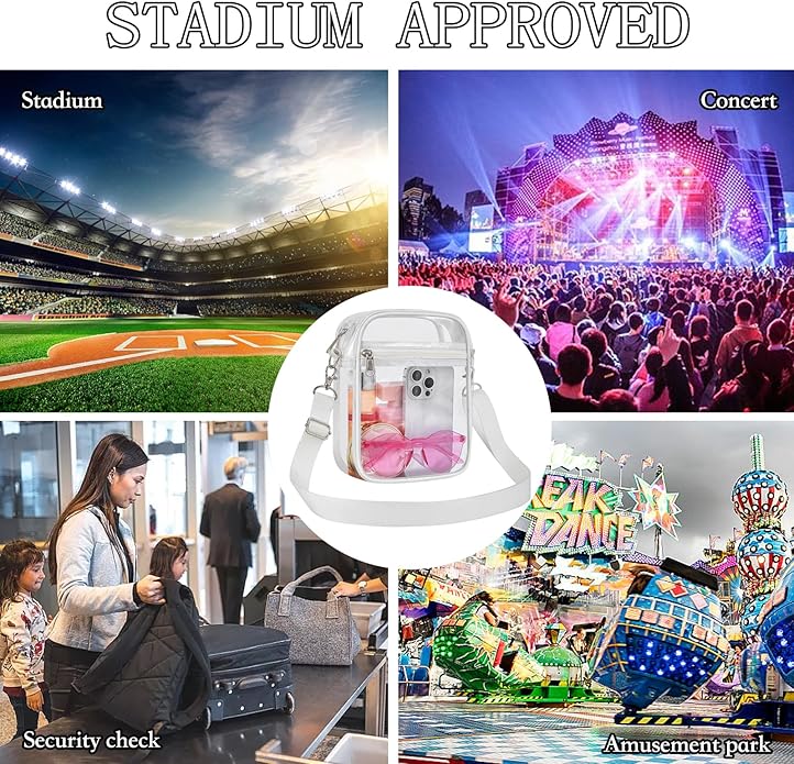 USPECLARE Clear Purse Stadium Transparent Messenger Bag Stadium Approved for Men and Women Clear CrossBody Bag