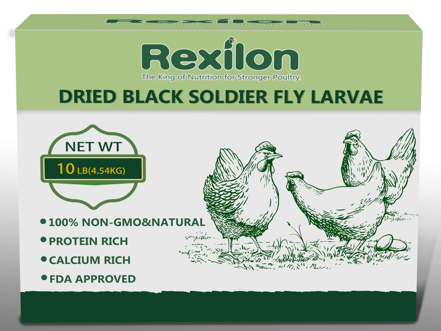 Rexilon 10lb Dried Black Soldier Fly Larvae â Pure Natural, High Protein & Calcium Chicken Feed, Cost-Effective and Premium Quality