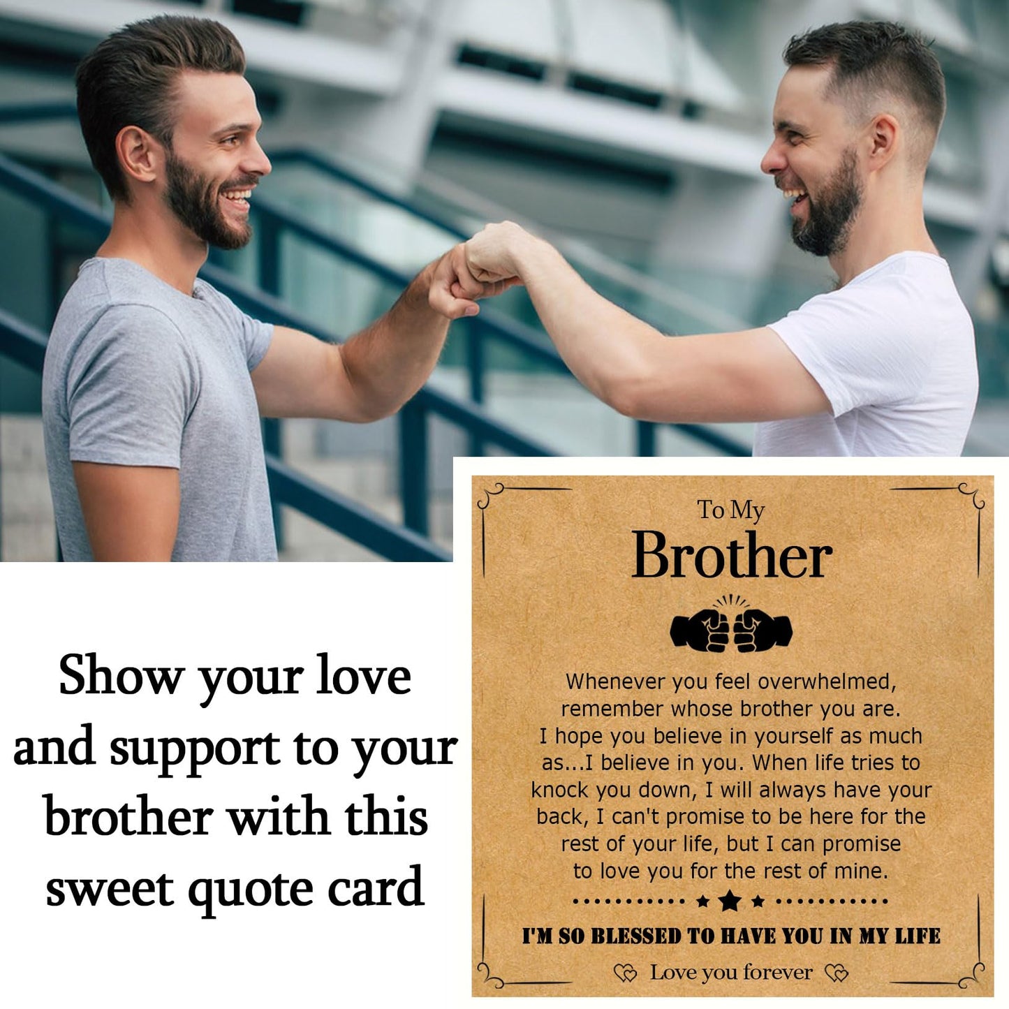 WIKHIA Gifts for Brother from Brother Sister, Cool Infinity Leather Bracelet Christmas Birthday Jewelry Present Ideas for Men
