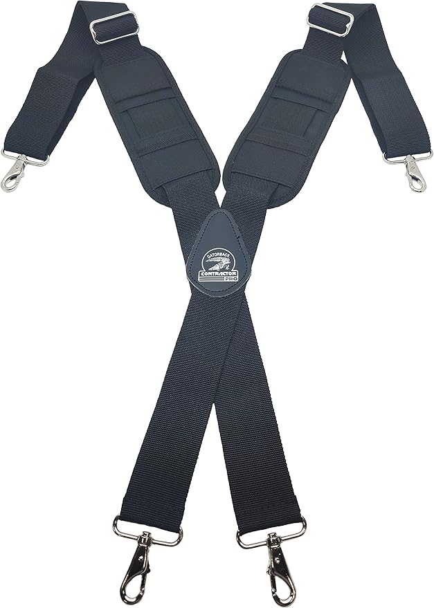 B606 Molded Air Channel Suspenders w/Spring Hooks. Extreme Comfort and Support for your Tool belt. Made by Contractor Pro