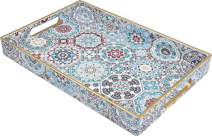 Spsyrine Bathroom Vanity Tray with Handles for Dresser Tops, Countertop, Perfume Decorative Tray, 11.8â * 7.87â *1.37â C2