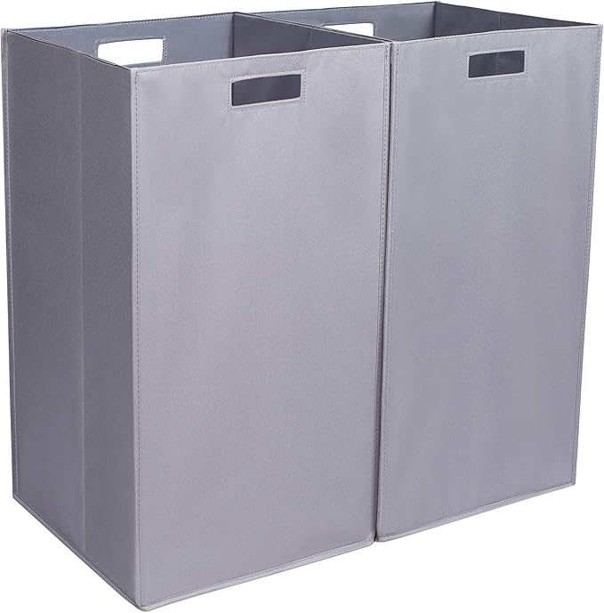 Internet's Best Collapsible Laundry Hamper | Set of 2 | Dirty Clothes Sorter with Handles | Magnetic Side | Easy Storage | Folding | Black