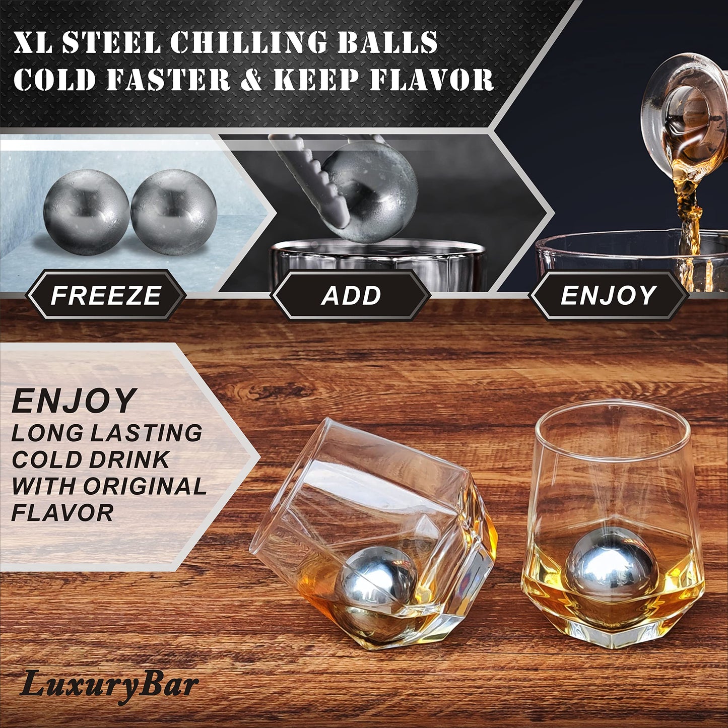 LuxuryBar Diamond Whiskey Decanter Sets for Men with ChillBall &Tray, 26oz Whiskey Decanter Set Liquor Dispenser Bourbon Decanter Whiskey Set Gifts for Men