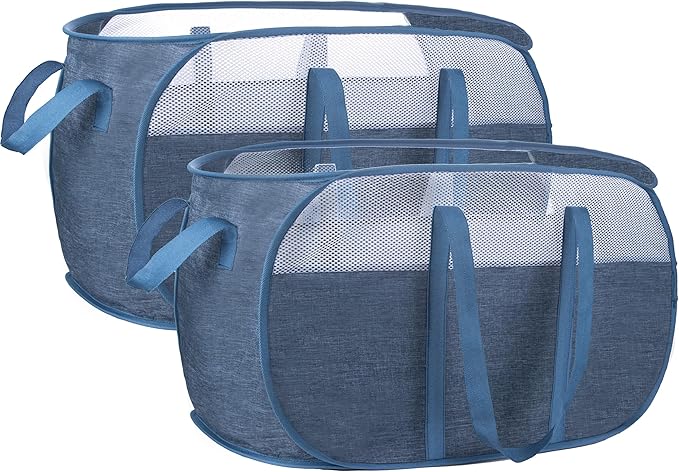 Pop Up Laundry Hamperï¼with Durable Handles collapsible laundry basketï¼Easy to Open and Fold for college Dorm,kids roomï¼travel (2 blue)â¦