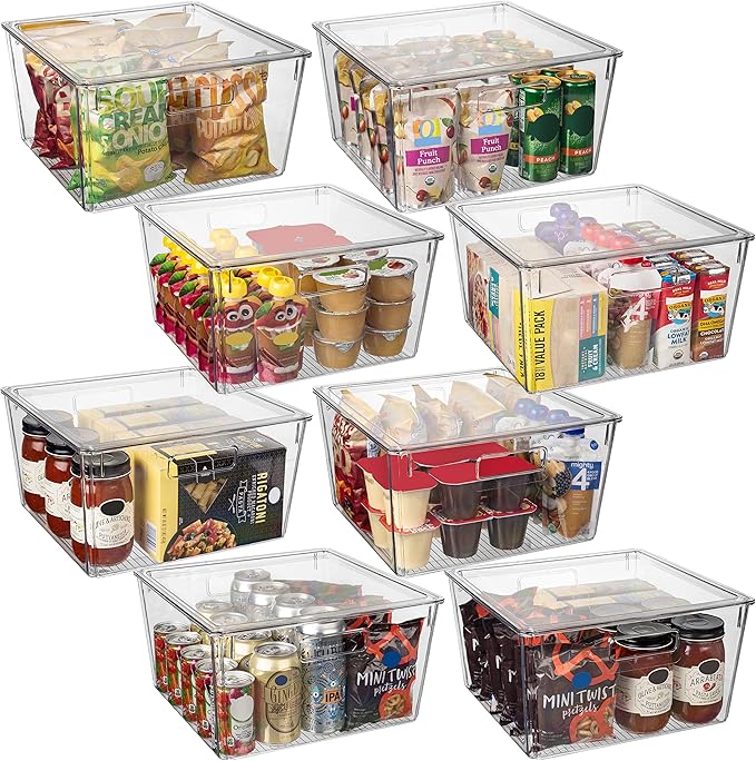 CLEARSPACE Plastic Storage Bins with Lids XL â Perfect Kitchen Organization or Pantry Storage â Fridge Organizer, Pantry Organization and Storage Bins, Cabinet Organizers