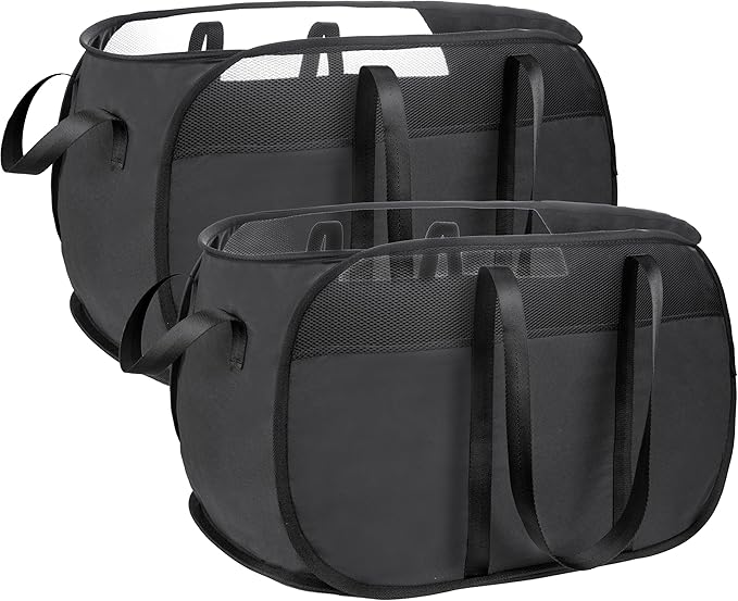 Pop Up Laundry Hamperï¼with Durable Handles collapsible laundry basketï¼Easy to Open and Fold for college Dorm,kids roomï¼travel (2 black)â¦