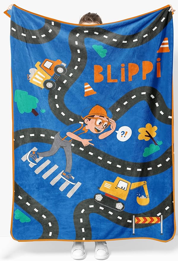 Jay Franco Kids Plush Throw Blanket â Soft & Cozy Fleece Throw for Bedroom & Couch Décor, Official Licensed Product, Blue - Blippi, 46x60 - Throw Blanket