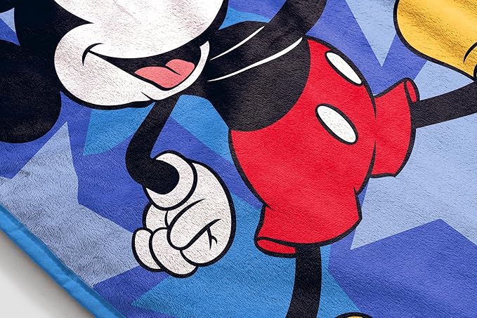 Jay Franco Kids Plush Throw Blanket – Soft & Cozy Fleece Throw for Bedroom & Couch Décor, Official Licensed Product, Blue - Mickey Mouse, 46x60 - Throw Blanket