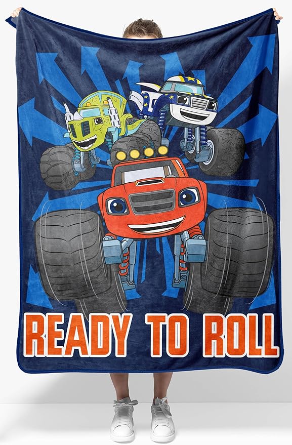 Jay Franco Kids Plush Throw Blanket â Soft & Comfy Throw for Couch or Bed â Cozy Home Décor for Living Room & Bedroom, Blue - Blaze, 40x50 - Travel Blanket