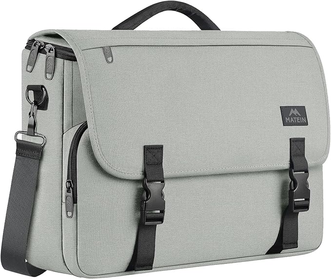 MATEIN Messenger Bag for Men, Briefcases Lightweight Men's Laptop Bag 17.3 inch Water Resistant Crossbody Satchel Computer Work Office Case with Shoulder Strap, Grey