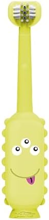 Dr. Brown's ToothScrubber Toddler Toothbrush, Triple-Sided Training Toothbrush with Suction Cup Base, Green Monster, Baby Oral Care, Ages 1-4 Years