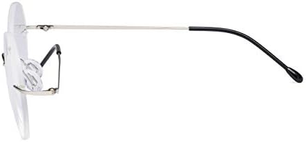CessBlu Rimless Reading Glasses Round Readers for Men Women (Silver) +0.5