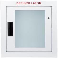 Semi-Recessed, Alarmed AED Cabinet, Large. Fits All Defibrillators on The Market. Measures 16" H x 17" L x 3.25" D. Essential Storage for Indoor AEDs.