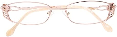 HELES Women's Full Rim Rectangular Single Vision Lens Reading Glasses Anti-Reflection UV Coating Spectacles Reader-Rose Gold||+3.00 Strength