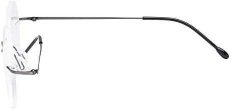 CessBlu Rimless Reading Glasses Round Readers for Men Women (Gunmetal) +3.5