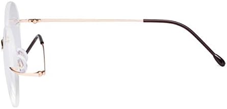 CessBlu Rimless Reading Glasses Round Readers for Men Women (Gold) +0.5