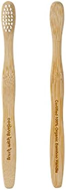 Brush with Bamboo Toothbrush with Plant-Based Bristles, Organic Bamboo, BPA-Free, Eco-Friendly, 100% Biobased, Soft Bristles, Zero Waste, Dental Care Product - 4 Pack