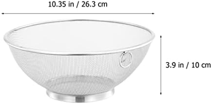 Zerodeko Stainless Steel Mesh Net Colander Strainer Basket Drainer Fine Mesh Strainer Rice Washing Bowl Sieve Sifters for Washing Fruit Vegetable Rice 26.3CM