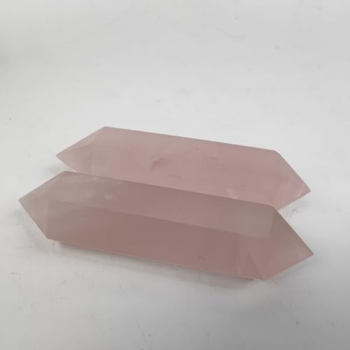10cm Natural Crystal Tower Two Point Wand Obelisk 6 Faceted Crystals Point Chakra Stone Kit Home Decor Reiki Healing Gift (Rose Quartz)