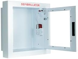 Semi-Recessed, Alarmed AED Cabinet, Large. Fits All Defibrillators on The Market. Measures 16" H x 17" L x 3.25" D. Essential Storage for Indoor AEDs.
