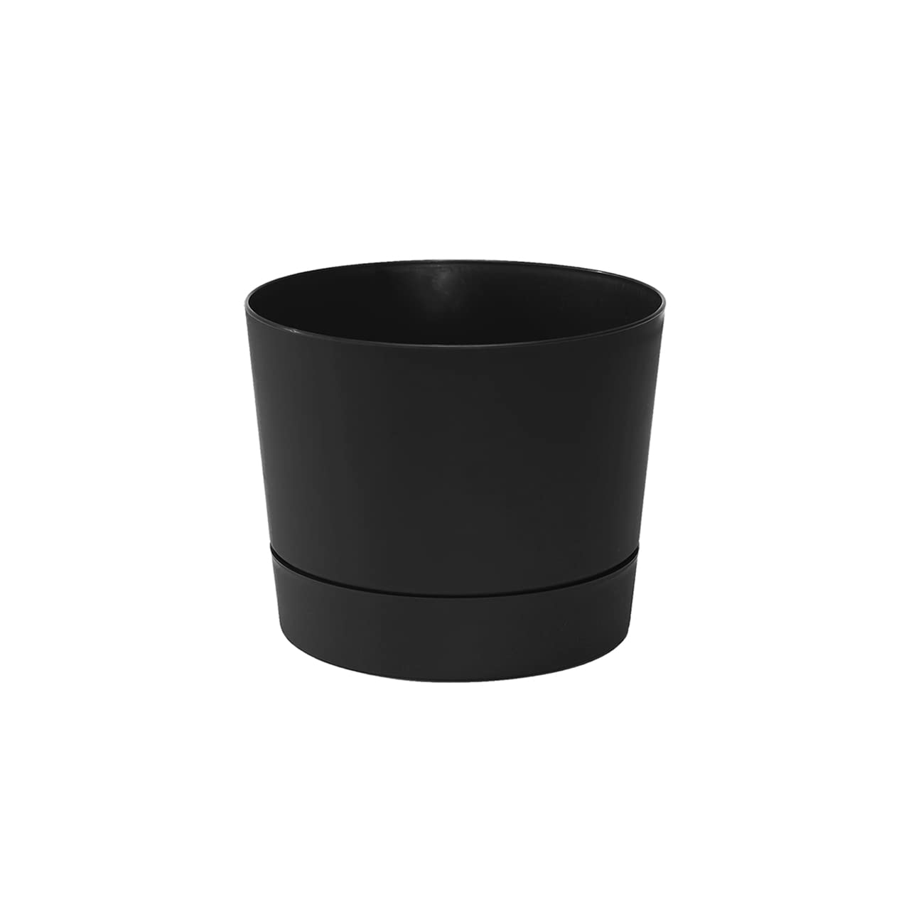 Root & Vessel Majestic Mid-Century Modern Low Profile Cylinder Pot, Matte Black, 8.5""