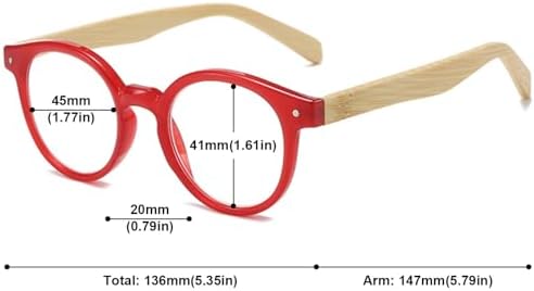 Wood Reading Glasses Round Wood Look Readers Men Women Bamboo Temples Retro Oval Eyeglasses for Reading