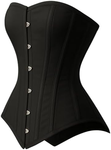 Heavy Duty Double Steel Boned Overbust Corset | Black Cotton Shapewear | Waist Cincher & Posture Support