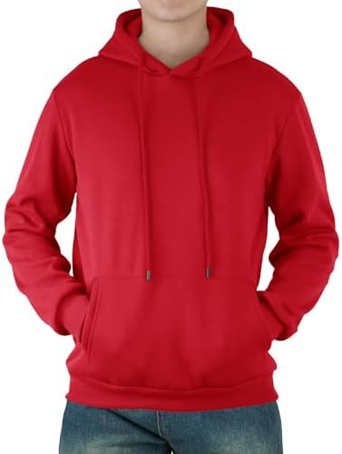 Mens Hooded Sweatshirt Casual Long Sleeve Fleece Hoodies Drawstring Workout Pullover with Kanga Pocket